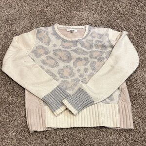 Splendid Cream and Gray Animal Print Sweater
